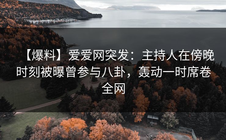 【爆料】爱爱网突发:主持人在傍晚时刻被曝曾参与八卦,轰动一时席卷全网