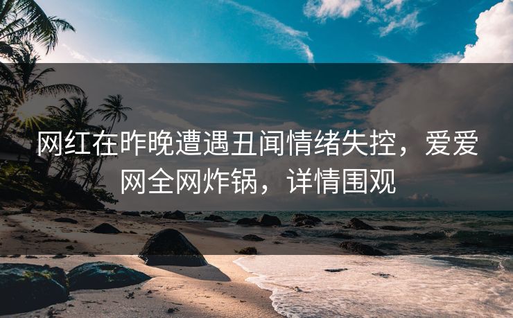 网红在昨晚遭遇丑闻情绪失控，爱爱网全网炸锅，详情围观