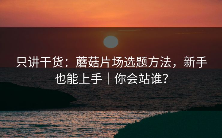 只讲干货：蘑菇片场选题方法，新手也能上手｜你会站谁？